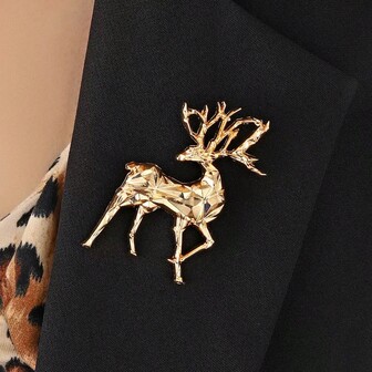 1 New Reindeer Pin, Suitable For Skirts, Blouses, Suits, Dresses, Sweaters, Scarves, Shawls, Coats, And Brooches-Simple, Stylish, And Perfect For Christmas, Daily Wear, And Party Accessories