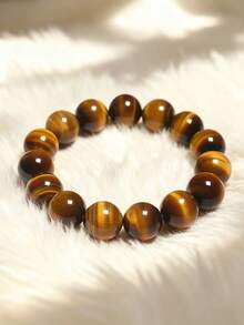 优雅朋克虎眼石手链 - 男女通用，手工制作，适合瑜伽和情侣佩戴 - 虎眼石 - 查看 7