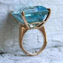 Nhẫn đính hôn Cubic Zirconia màu xanh biển sáng mạ vàng 18K dành cho nữ - Màu xanh nhạt - Xem 7