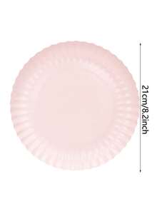 10pcs/20pcs/50pcs Light Pink Scalloped Paper Plates Pack Pink 8 Inch Dinner Plate Set Fancy Disposable Dessert Snack Camdy Fruit Plates For Family Daily Use Birthday Baby Shower Gender Reveal Tea Wedding New Year Party Supplies - Pink - View 2
