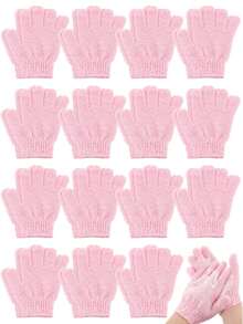 2/4只装斋月沐浴去角质手套，身体磨砂手套，丝瓜络手套，男女通用 - 粉色 - 查看 1