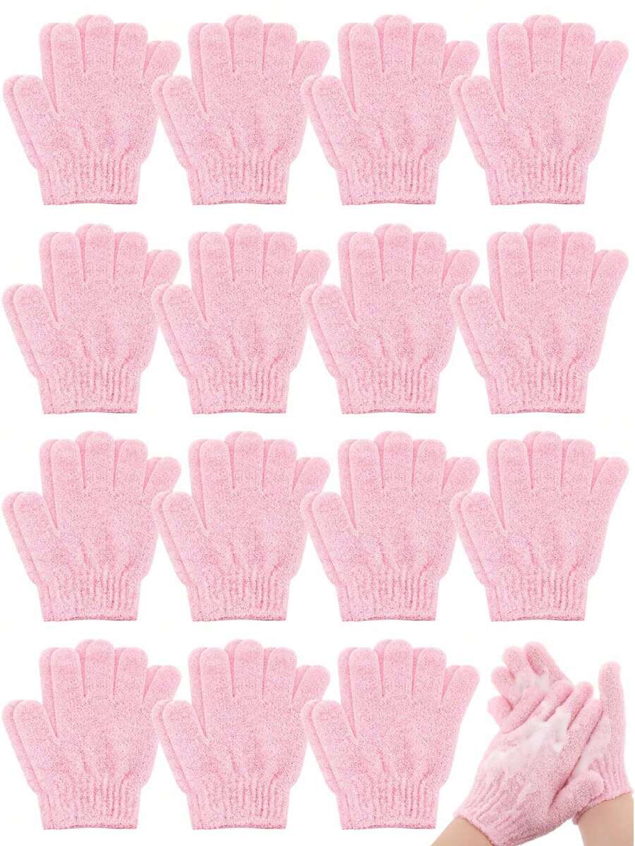 2/4只装斋月沐浴去角质手套，身体磨砂手套，丝瓜络手套，男女通用 - 粉色 - 查看 1