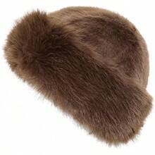 2026Womens Faux Fur Hat Winter Thickened Bucket Hat Warm Faux Fur Hats Plush Mongolian Hats Russian Beret For Women - Coffee - View 1