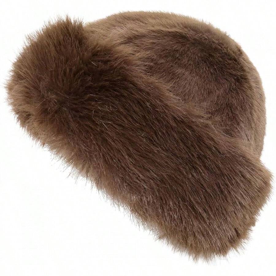 2026Womens Faux Fur Hat Winter Thickened Bucket Hat Warm Faux Fur Hats Plush Mongolian Hats Russian Beret For Women - Coffee - View 1