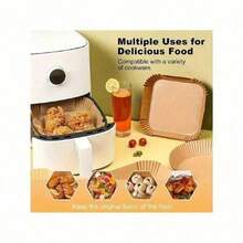 Square Air Fryer Mat - Non-Stick Baking Paper, Suitable For Air Fryer, Perfect For Cooking And Microwave Use, - Free Delivery - Local Ready Stock - Brown - View 4