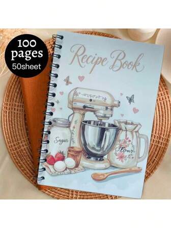 1 件螺旋个性化食谱笔记本，用于编写您自己的食谱的食谱书，空白食谱书，食谱笔记本，家庭手工日记线圈笔记本，返校。