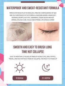 MISSLYN 防水睫毛膏，防汗，浓密纤长，持久显色，浓黑睫毛膏，防水防晕染，浓密卷翘，纯素无动物实验，适合女性和女孩，冬季必备，Y2K风格，生日礼物，最佳礼物，情人节礼物，派对必备，新年礼物，最佳颜色