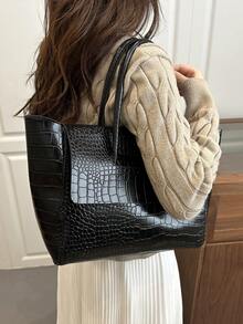 Bolso de mano grande de alta gama para mujer 2024, bolso de hombro de moda vintage para ir al trabajo, otoño/invierno - Multicolor - Ver 4