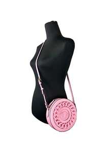 Versace Round Disco Leather Camera Case Crossbody Bag - Pink - View 2