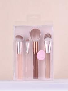 5pcs Pink Makeup Brush Set With Powder Puff, Foundation Brush, Powder Brush, Concealer Brush, Contour Brush, Suitable For Beginners,Brush Set,Makeup Brush Kit,Make Up Brush Set,Make Up Set Complete,Makeup Brush Set,Complete Makeup Kit,Brush Kit,Brushes Makeup Set,Makeup Gift Set,Set - Pink - View 9