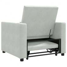 vidaXL Einzel-Schlafsofa Mit Rädern Hellgrau 90 X 165 X 87 Cm Samt - 灰色 - 查看 7