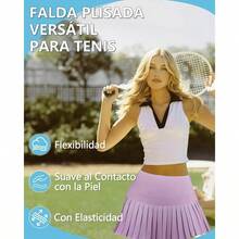 Falda Deportiva Mujer, Short Integrado, Falda Corta Deportiva, Tenis, Yoga, Ligera, Elstica, Moda Activa 2025, Gimnasio, Running - XL + Morado claro - Ver 3