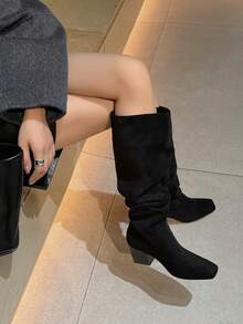 Fall/Winter Khaki Petite High Heel Wide Calf Slimming Leg Flattering Super Gorgeous Tall Boots For Women - Black - View 1