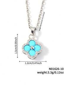 1pc Fashionable Minimalist Women's Zirconia Four-Leaf Clover Heart Necklace - Multicolor - View 19