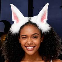 Dog Ears Headband for Adults Plush Halloween Headpiece Creative Hair Accessories for Cosplay Party Costume - Rosa - Ver 2