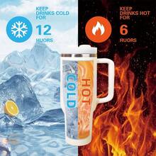 Compatible With Stanley 40 Oz H2.0 Tumbler With Handle, Double Walled Vacuum Insulated Stainless Steel Water Bottle Premium Summer Drink Ware Portable Handy Flask Travel Mug Iced Coffee Cup For Outdoor Camping, Hiking, Driving, Travel, Perfect Gift Idea - 藍色 - 查看 5