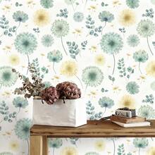 1卷优雅水彩蒲公英花卉自粘壁纸 - 即撕即贴，防水，可移除壁纸贴纸，北欧风格，适用于客厅、卧室、背景墙、橱柜、书架，适合租房者DIY装饰 - 彩色 - 查看 2
