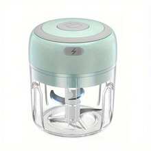 250ml Mini Wireless Electric Garlic Masher, Stainless Steel Garlic Press, Mini Garlic Chopper Meat Grinder Crusher Garlic Blender - Easy To Use Kitchen Tool, Garlic Beater, Puller, Press, Household, USB Recharge - Green - View 7