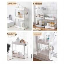 2-stöckiges Spülbeckenregal, Badezimmer Waschbecken Unterschrank Aufbewahrungsregal, Badezimmer Ablageregal, Badezimmer Kosmetikaufbewahrungsregal, Badezimmer Accessoires