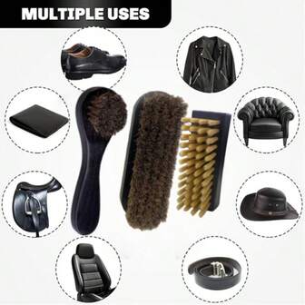 Multiple Combinations Available - Autumn And Winter Shoe Polishing Brush Set Shoe Care Brush Suitable For Leather Shoes, Boots, And Bag Care Brush Suede Care Brush Black Design, Soft Brush Does Not Hurt The Leather