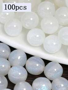100颗星空树脂闪光圆珠，直孔散珠，适用于DIY珠宝制作 - 細閃珠 - 查看 15