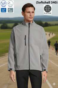 THEGEWA Men's 340gsm Softshell Thermal Jacket With Fleece Lining, Functional Design And Full Zip, 11 Colors Available, Perfect For Outdoor Use And Customization - Available S To 3XL - MARNAULA - Grey - View 11