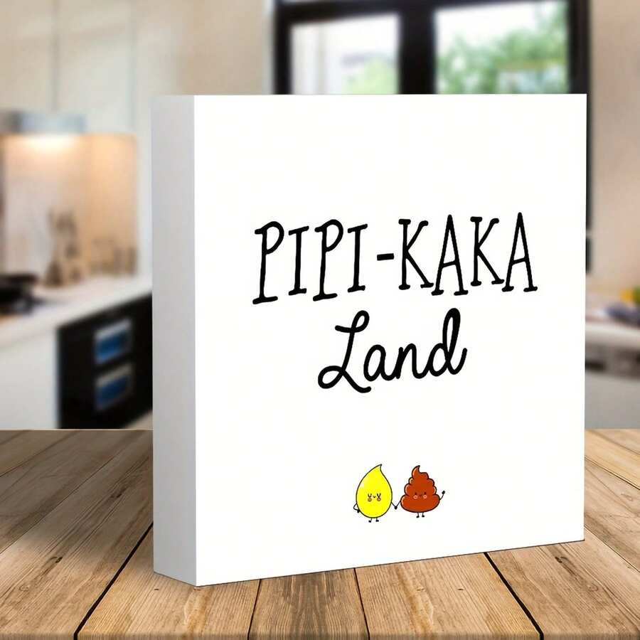 1PC PVC Sign With The Words "Pipi-Kaka-Land" Engraved On It, Suitable For Bathrooms, Bathroom Decoration Gifts, And German-Style Decorative Plaques - trắng - Xem 1
