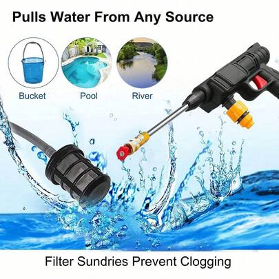 Pistola Inalámbrica para Hidrolavpieza de Caradora Limros Jardines y Cristales Tubería de Agua 5 Metros Batería de Litio V48 Ideal para Exteriores e Interiores