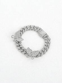 蝴蝶链首饰套装，包含链项链、水钻蝴蝶吊坠项链、水钻蝴蝶手链、大耳环、闪亮耳环、戒指套装、闪亮派对配饰 - 蝴蝶首飾 - 查看 13