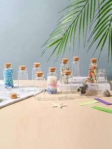 Small Glass Bottles With Cork Stopper ,25ML Mini Message Bottles, DIY Decoration Wishing Bottles For Wedding Thanksgiving Halloween Christmas,Stopper Glass Bottle For Drifting, Wishing, Candy Storage, Crystal & Gravel Decoration, Round Glass Vials, For Art Crafts, Wedding Party Favors, Home Decor - Multicolor - View 7