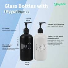 16 OZ Glass Soap Dispenser With Pump, Bathroom And Kitchen Soap Dispenser Set, Dish Soap Dispenser, Hand Soap, Bathroom Decor, Black Kitchen AccessoriesWhite White