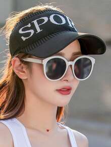 1pc Elastic Knit Visorless Sports Cap, Fashionable Letter Breathable Snapback, Mesh Baseball Cap, Casual Knit Sun Hat, Outdoor Hiking Breathable Cap - Multicolor - View 3