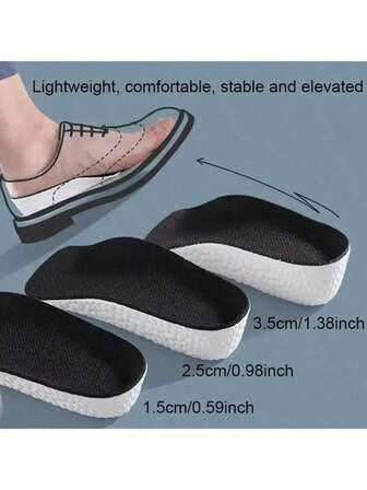 1 par de plantillas de gel de silicona para aumentar la altura de 1,5-3,5 cm/0,59-1,38 pulgadas, insertos elevadores de talón, elásticos para calzado unisex, artefacto para aumentar la altura interior, suela blanda invisible para hombres y mujeres, transpirable, amortiguación de impactos para deportes sin cansar los pies (empaque aleatorio)