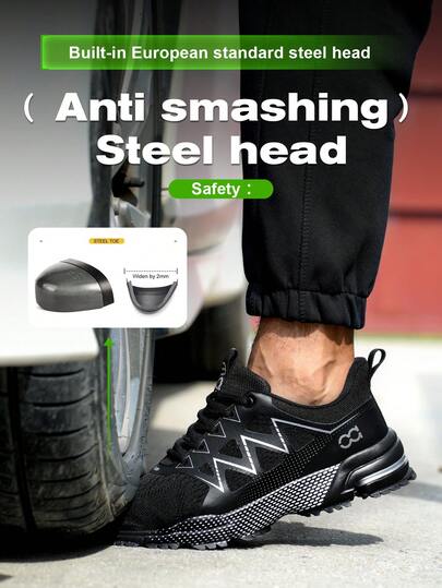 Męskie obuwie robocze, buty sportowe ze stalowymi noskami, buty robocze odporne na uderzenia, lekkie buty robocze ze stalowymi noskami w kolorze czarno-szaro-królewskim niebieskim, buty trekkingowe odporne na uderzenia i przebicia, buty ochronne niskie do pracy w przemyśle budowlanym i magazynowym, unisex
