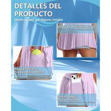 Falda Deportiva Mujer, Short Integrado, Falda Corta Deportiva, Tenis, Yoga, Ligera, Elstica, Moda Activa 2025, Gimnasio, Running - XL + Morado claro - Ver 4