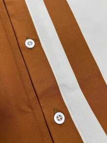 Men's New Fashion Comfortable Digital Printing Short Sleeve With Elastic Waist Long Trousers With Pockets Set Of 2 Pieces; Essential Holiday Gifts - 咖啡棕 - 查看 4