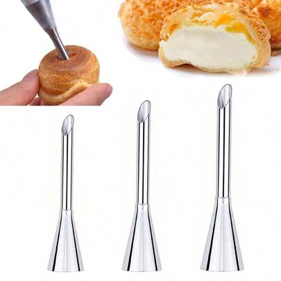 1pc Cream Icing Piping Nozzle Tip Stainless Steel Nozzle Cream Puff Decor Small Pastry Icing Piping Tools