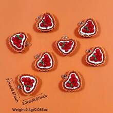 10/20pcs Cute Resin DIY Simulated Heart-Shaped Fruit, Valentine's Day Strawberry Cream Cake Pendant, DIY Creative Funny 3D Food Earrings, Necklaces, Bracelets, Keychains, Hair Accessories Materials - Multicolor - View 6
