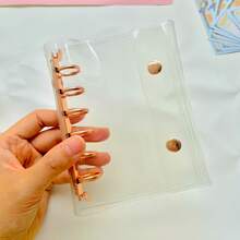 1个A5/A6/A7/A8/M5玫瑰金金属透明活页夹，A5活页夹，替换内页，贴纸簿，透明贴纸本，封口本，贴纸本，照片收纳袋，可用作相册、预算计划本、日记本、笔记本、办公用品