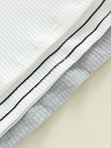 Pijamas unisex de otoño para bebé, paquete de 3, camisetas de manga larga acanaladas con rayas de color liso, de 0 a 12 meses - Colores mixtos - Ver 6