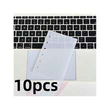 A7 透明便携式文件夹采用双按扣设计，新款用于存储精美照片，可用作相册，省钱，文具，笔记本，贴纸簿，办公用品，学校用品，开学必备，适合学生，办公室职员，教师，计划爱好者，妈妈，教室，办公室，家庭书桌，计划工作室，照片存储，文件整理，笔记本管理，贴纸存储 - 彩色 - 查看 10