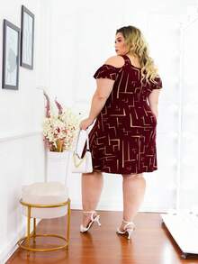 Plus Size  Dress With Thick Straps (G1-G2-G3) - Labyrinth Wine - View 2