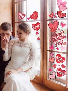 6 miếng dán cửa sổ hình trái tim màu hồng hai mặt, decal chúc mừng Ngày Valentine, thích hợp trang trí nhà cửa, đám cưới, kỷ niệm, tiệc tùng, cửa kính cửa hàng và các dịp lễ khác. - Hồng - Xem 2