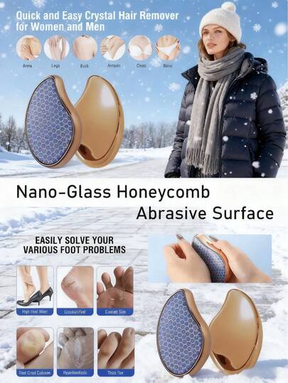 1pc High-Appearance PC Nano-Glass Foot FileHome-Use Foot Scrubber For Removing Dead Skin And Calluses On Heels And Soles. 11cm*7cm*4cm A Beauty Tool That Acts As A Foot File, Designed With A Sleek Look And Nano-Glass Material To Effectively Smooth Rough Skin