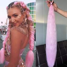 Synthetic 28Inch Long Straight Ponytail Extensions For Women Daily Use Parties And Halloween Purple Red DIY Braided Ponytail - Multicolor - View 16