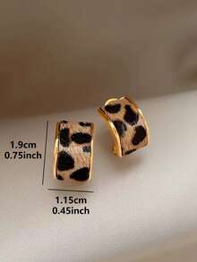 1 Pair Fashionable Leopard Print Geometric Delicate Niche Versatile Earrings, Suitable For Women's Daily Commute, Party, Gathering (Pattern Random), Autumn/Winter