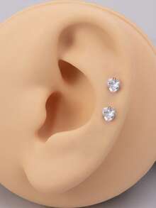 Bông tai đinh tán không ren phẳng bằng thép không gỉ, đinh tán mũi đẩy CZ, sụn tragus, xoắn ốc, vành tai, môi, lỗ mũi, đồ trang sức xỏ khuyên Medusa không gây dị ứng 6mm 8mm 20G - Đinh chốt đẩy - Xem 7