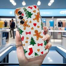 Funda de teléfono de galleta de jengibre navideña para Oppo A3 A3 Pro A3X A16 A17K A18 A38 A40 A55 A57 A57S A58 A60 A76 A77S A78 A79 A80 5G A95 A98 Reno 5 8T 10 11 Pro 12 13F, funda de teléfono de TPU transparente a prueba de golpes, cobertura completa, funda protectora simple y a la moda, personalizada y creativa, regalo de vacaciones, tema de vacaciones, material flexible, comprador de regalos de vacaciones - Colores mixtos - Ver 1