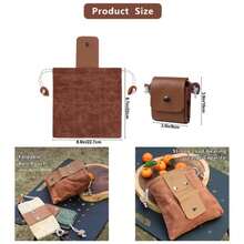 Foldable Canvas Belt Bag, Collapsible Foraging Bag Mushroom Storage Leather, Multipurpose Bushcraft Belt Storage Resistant Leather Pouch Basket Travel Camping Hiking - Brown - View 6