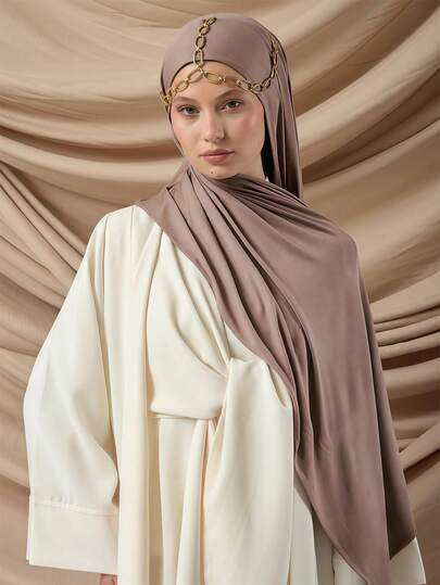 1 Peça Lenço Elegante Casual de Cor Sólida Clássica Simples para Mulheres, Tecido de Malha Premium de Viscose Jersey, Lenço Turbante Longo, Adequado para Uso Diário, Passeios e Reuniões